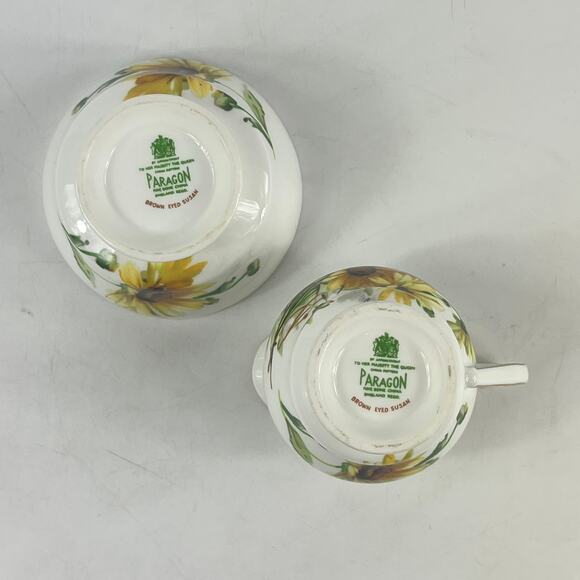 Paragon Brown Eyed Susan Creamer & Sugar Bowl Set Fine Bone China England Floral - Picture 6 of 16
